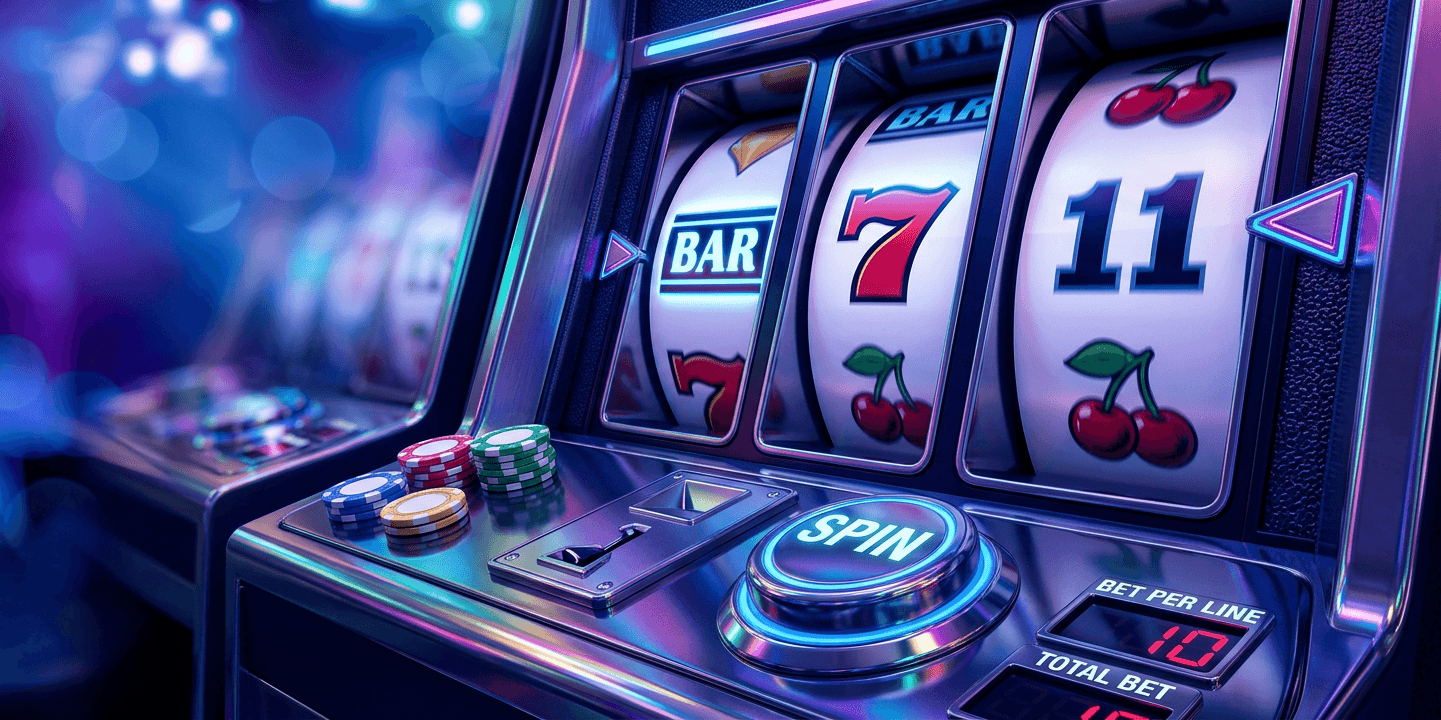 Close-up of a casino slot machine